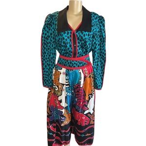 Vintage 80s Jeanne Marc Colorful  Abstract Pant Set